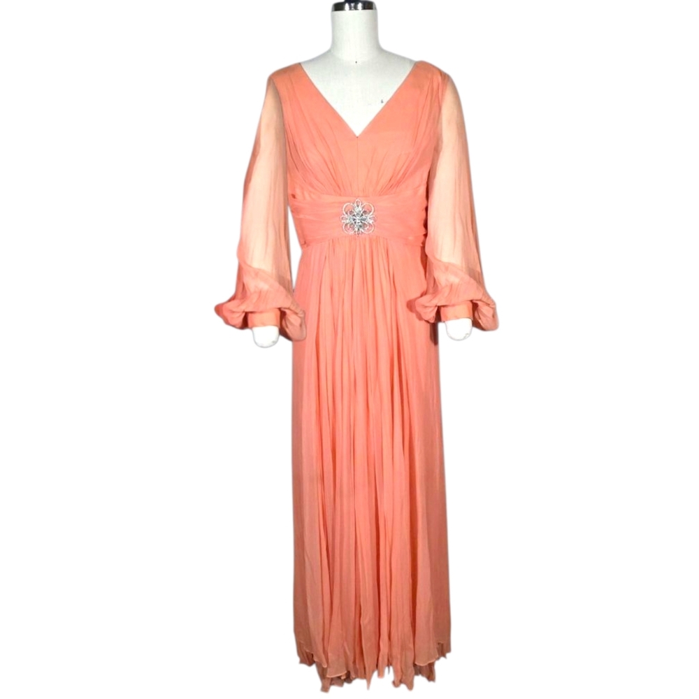 Vintage Peach Late 60's/Early 70's Evening Gown - size 10/12